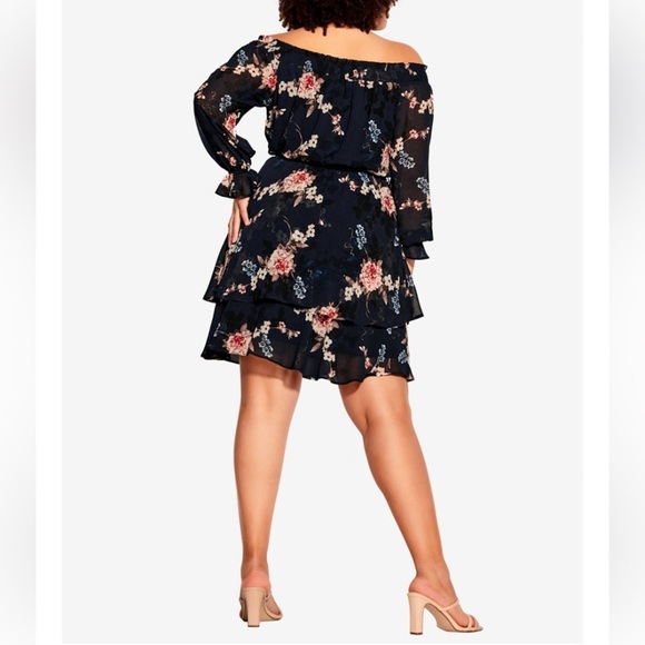 CITY CHIC Navy Dress size Small/16 Odette Bluebell - Picture 2 of 11